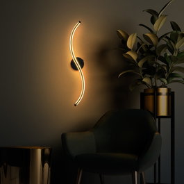 Opviq Yılan - 13281 Lámpara de pared de metal negra con LED integrado